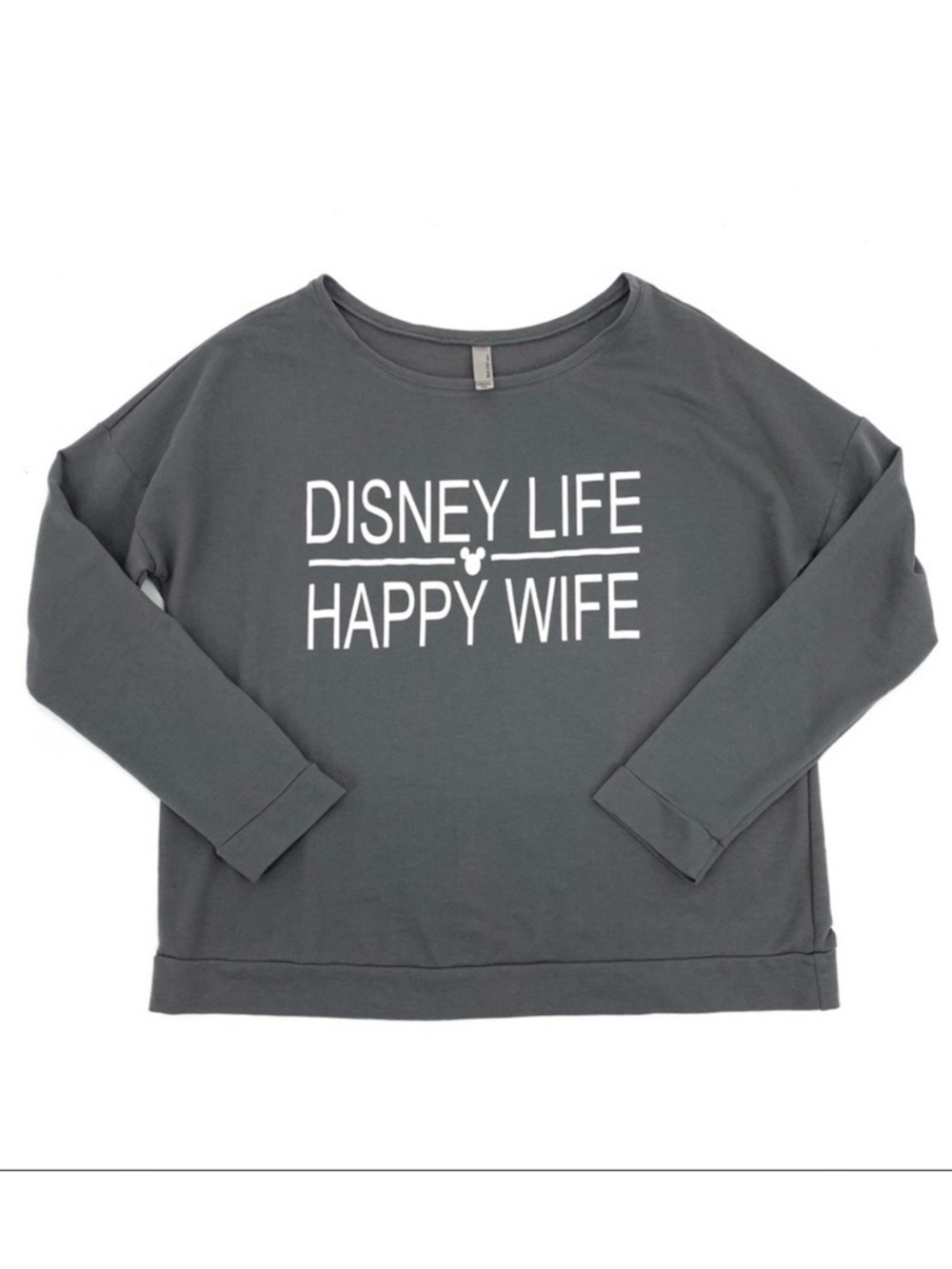Next Level Gray Disney Life Happy Wife Graphic Knit Top XXL
